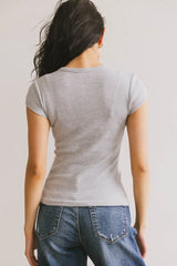 Vestia Button Up Tee in Grey