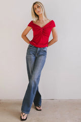 Natalia Ruched Top in Red