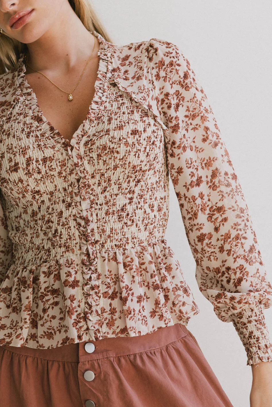 Vera Smocked Floral Blouse - FINAL SALE