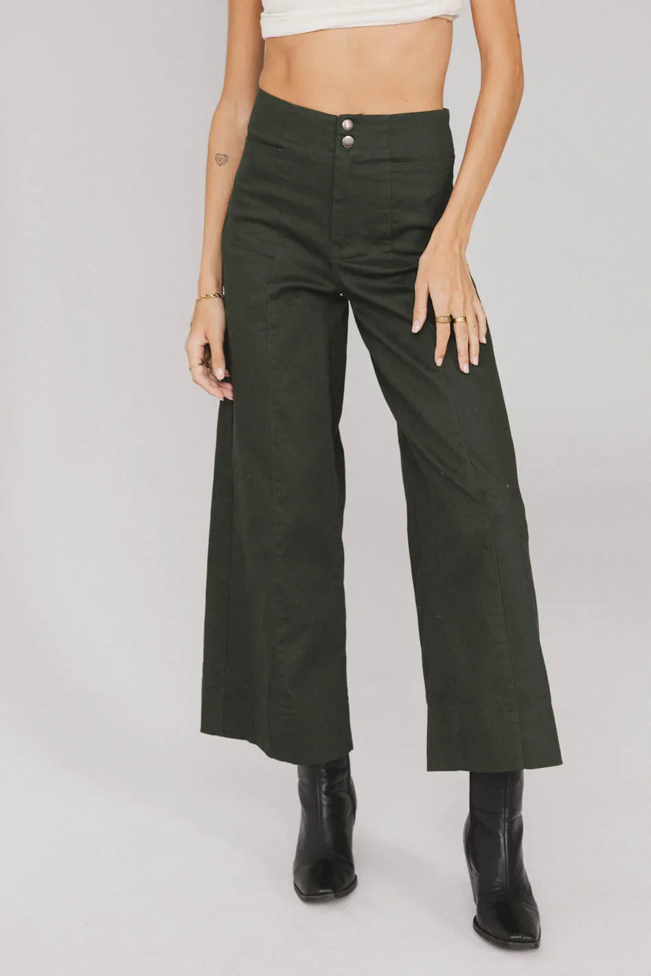 Aspen Wide Leg Pants in Hunter Green