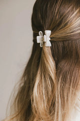 Mini Bow Claw Clip in White