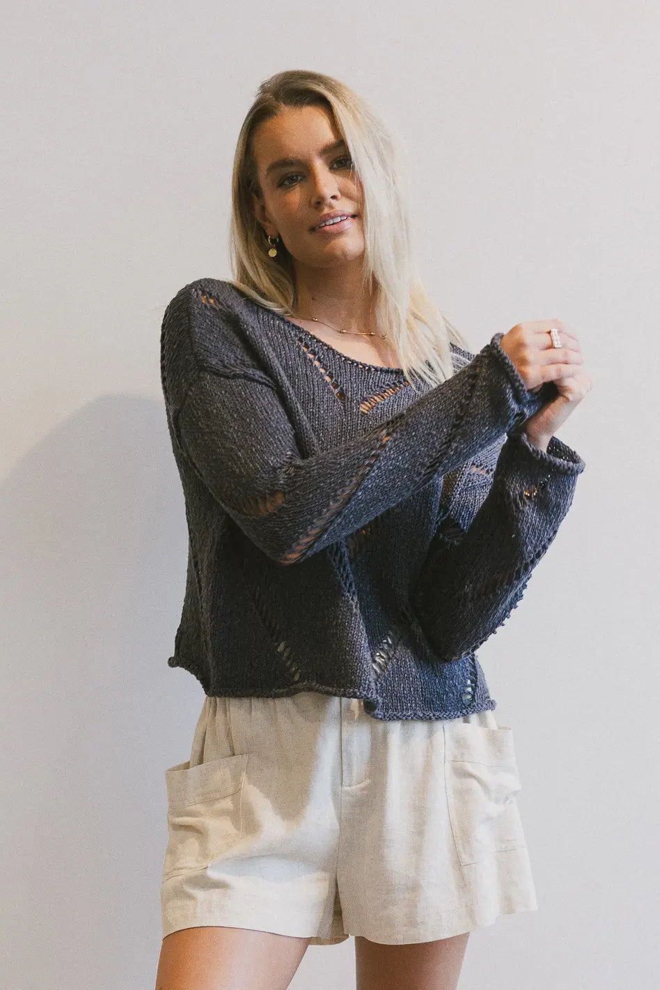 Breezy Knit Sweater in Grey