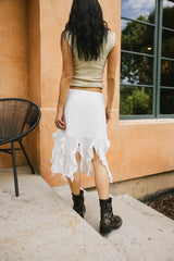 Arista Ruffled Midi Skirt in White - FINAL SALE