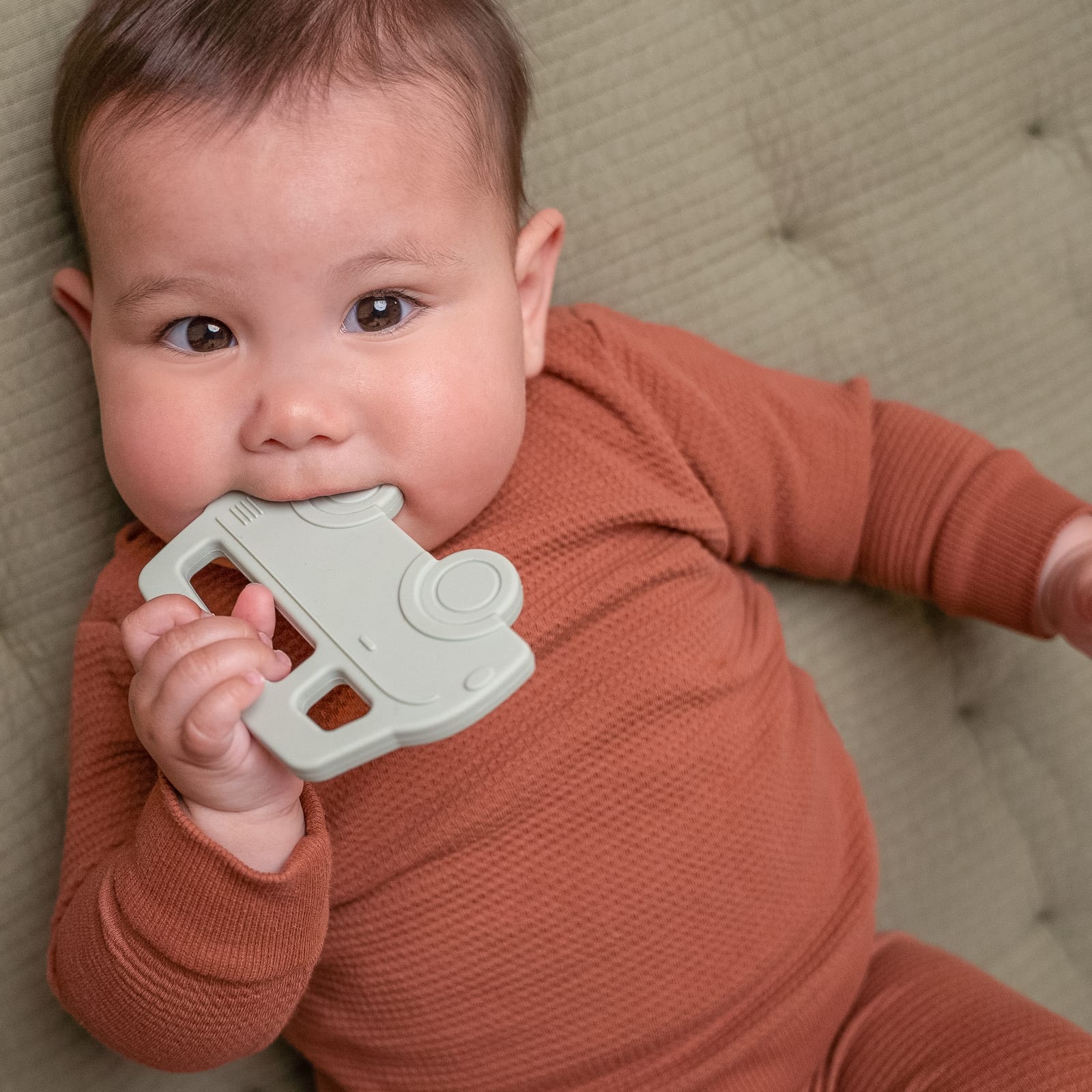 Silicone Teething Ring – Green Bus