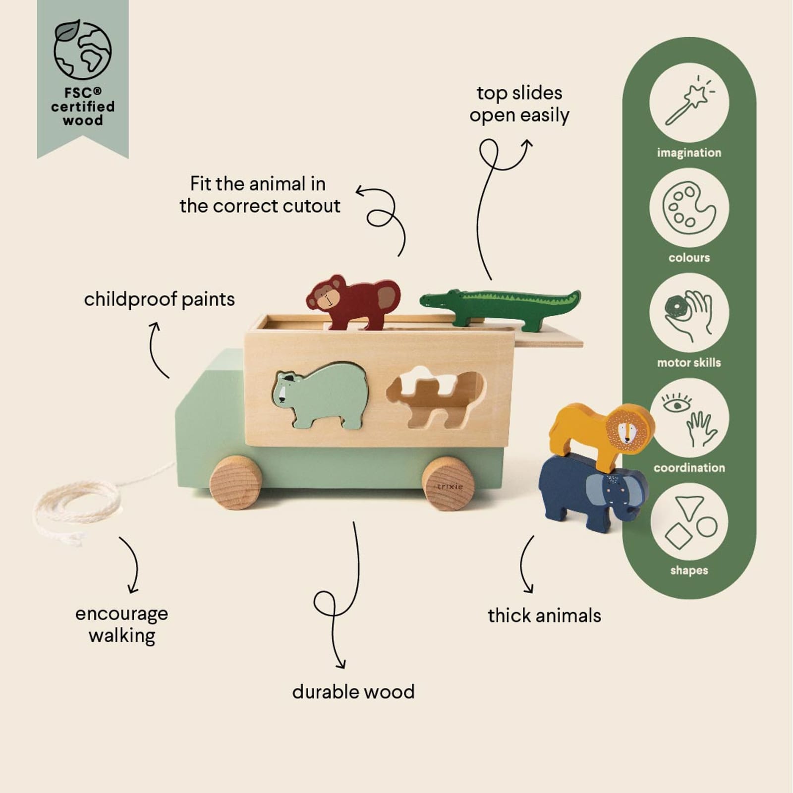 Wooden Animal Sorting Truck