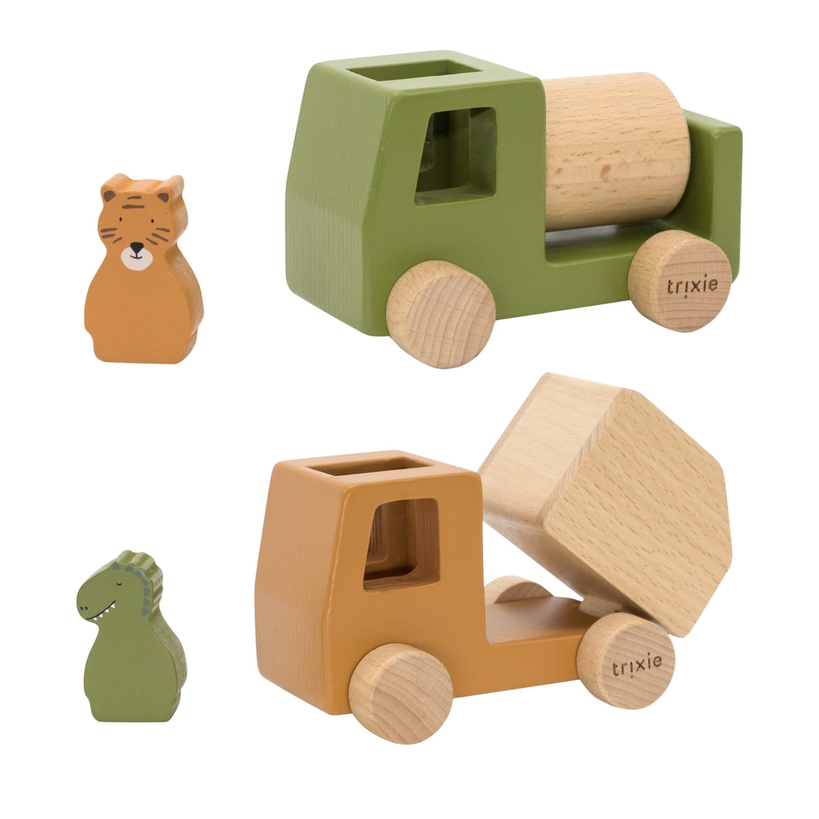 Wooden Animal Construction Cars Set