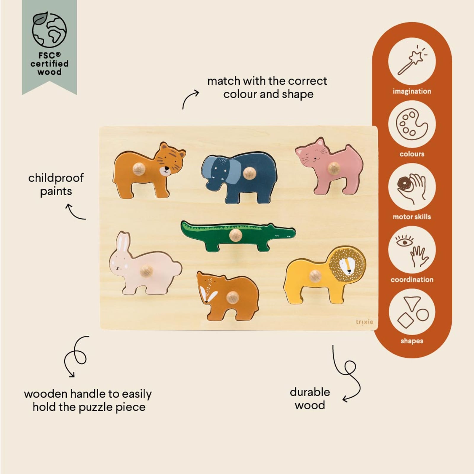 Wooden Animal Puzzle – 7 Pieces