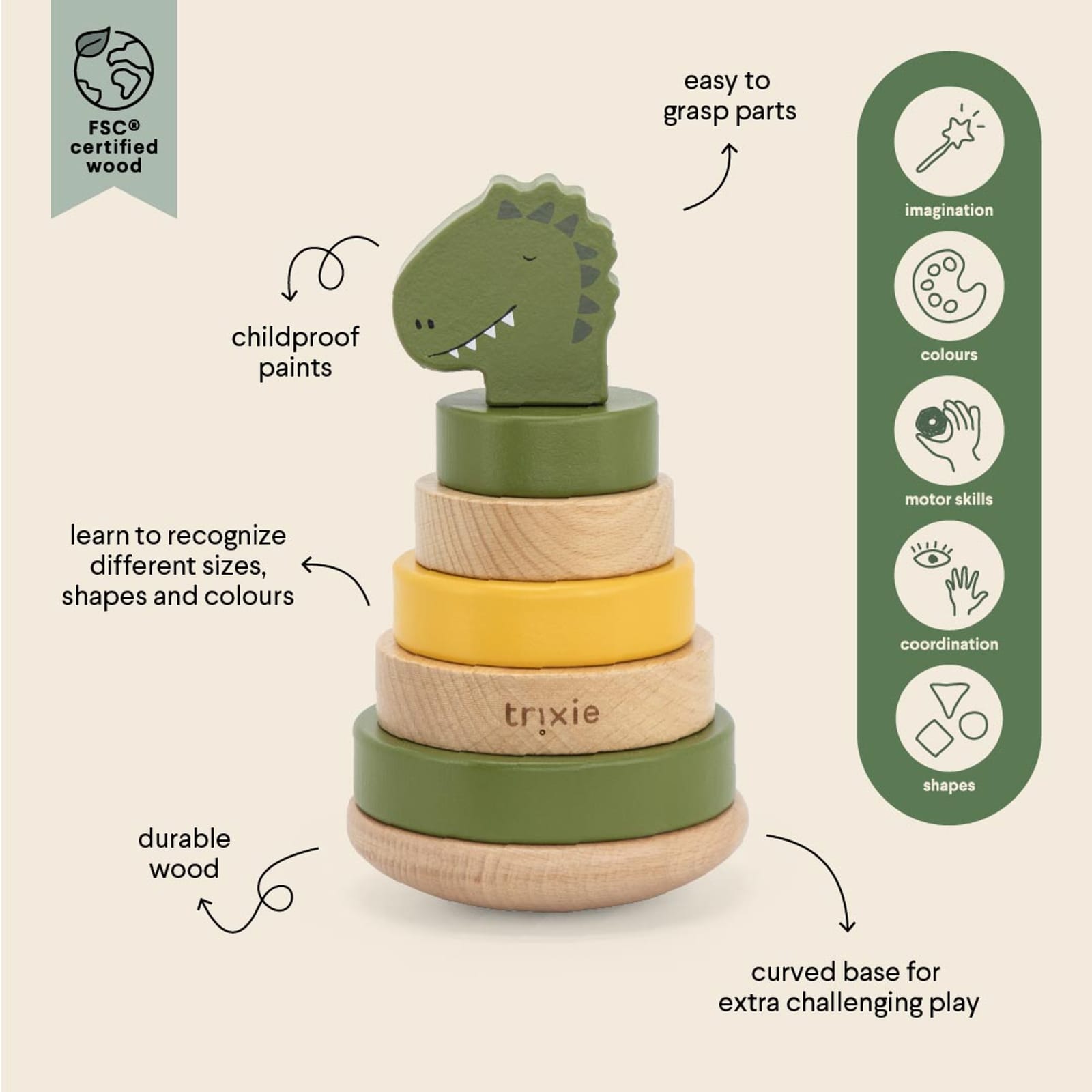 Wooden Stacking Toy – Mr Dino