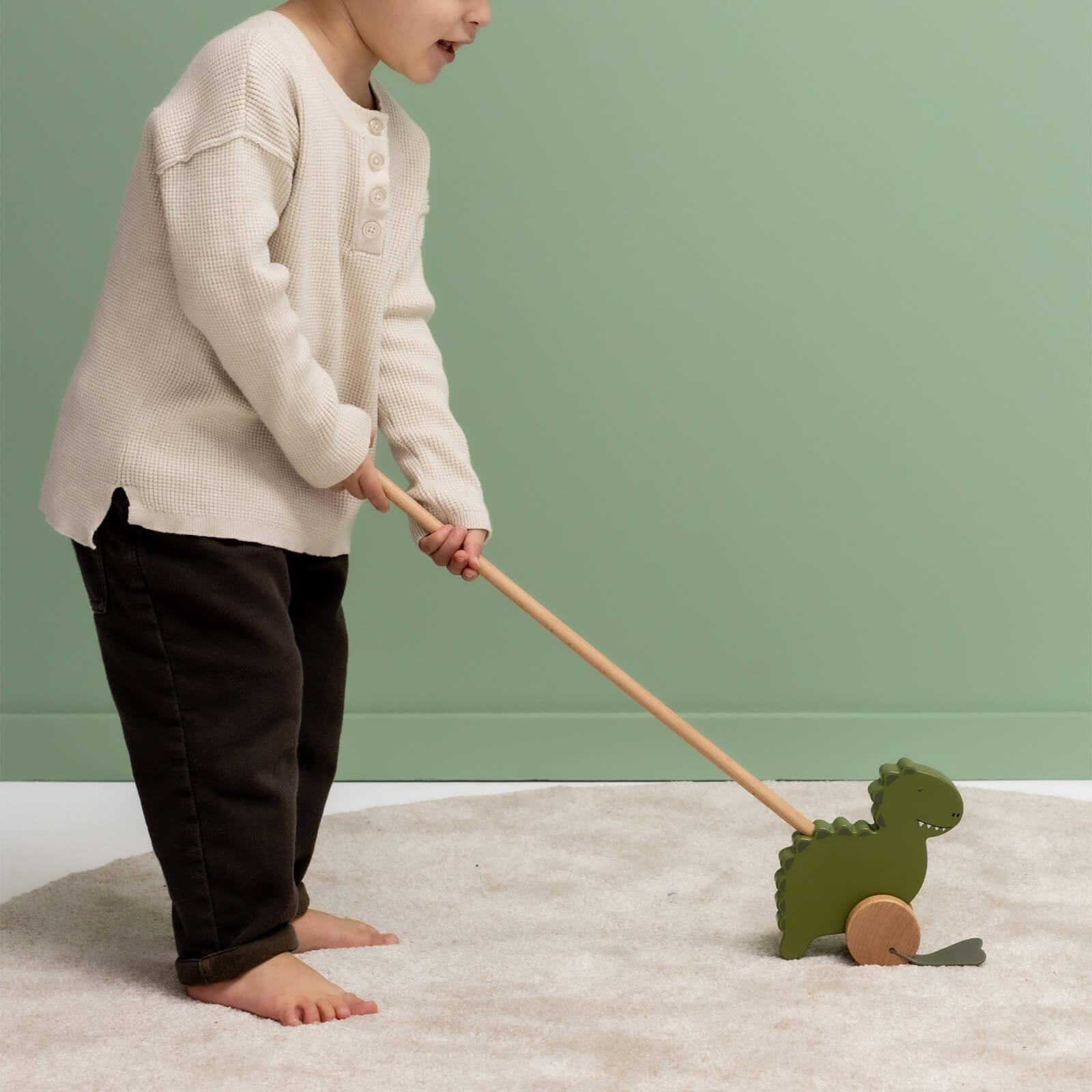 Wooden Push Along Toy – Mr Dino