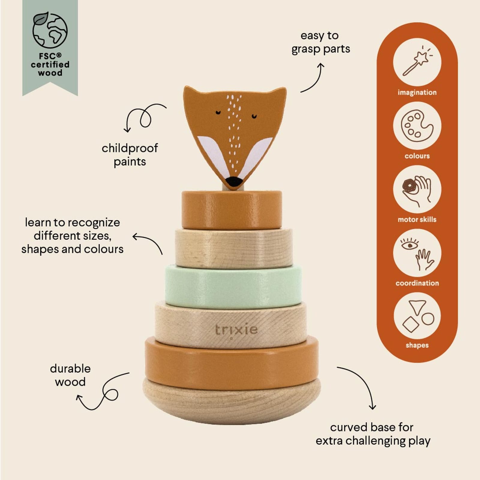 Wooden Stacking Toy – Mr Fox