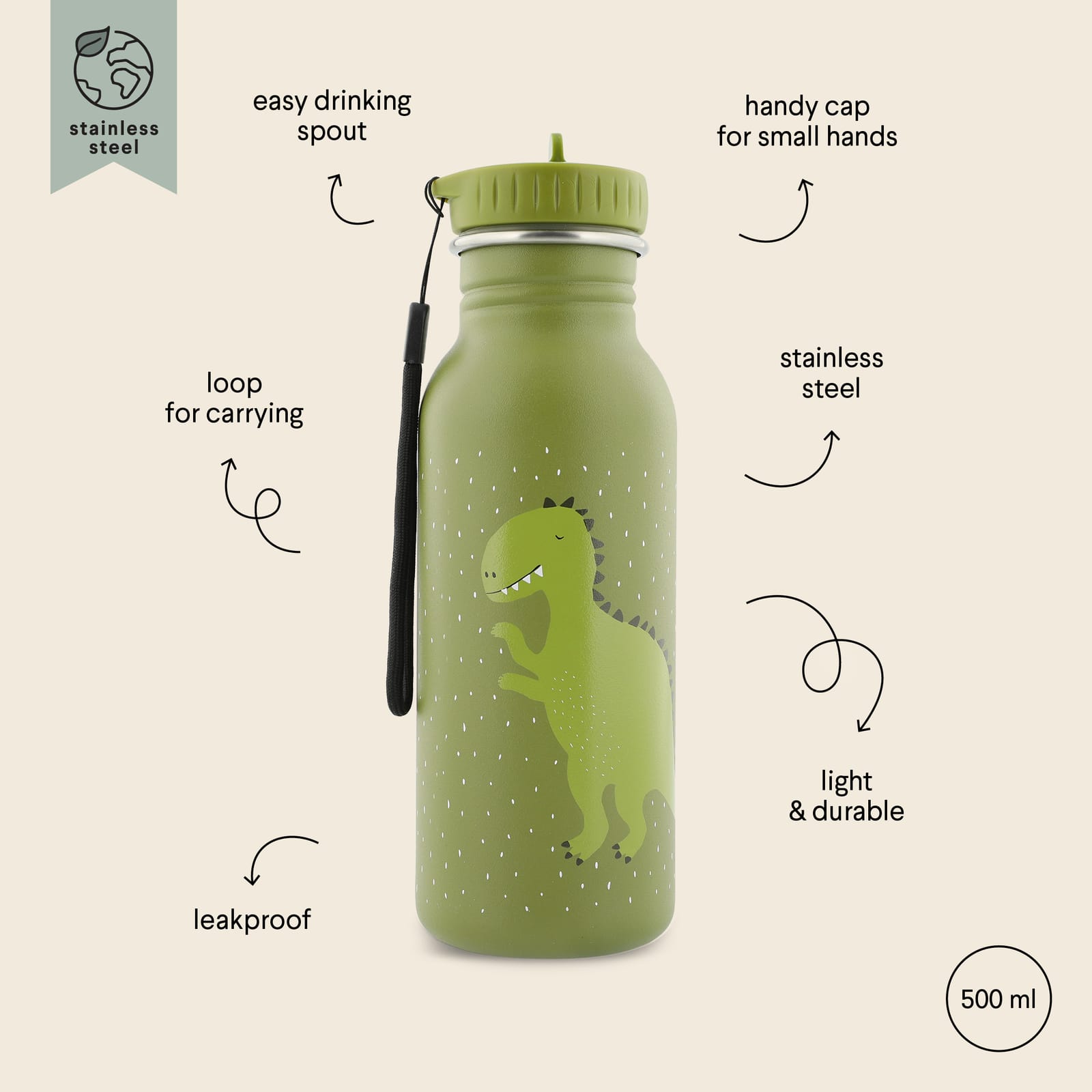 Water Bottle 500ml – Mr Dino