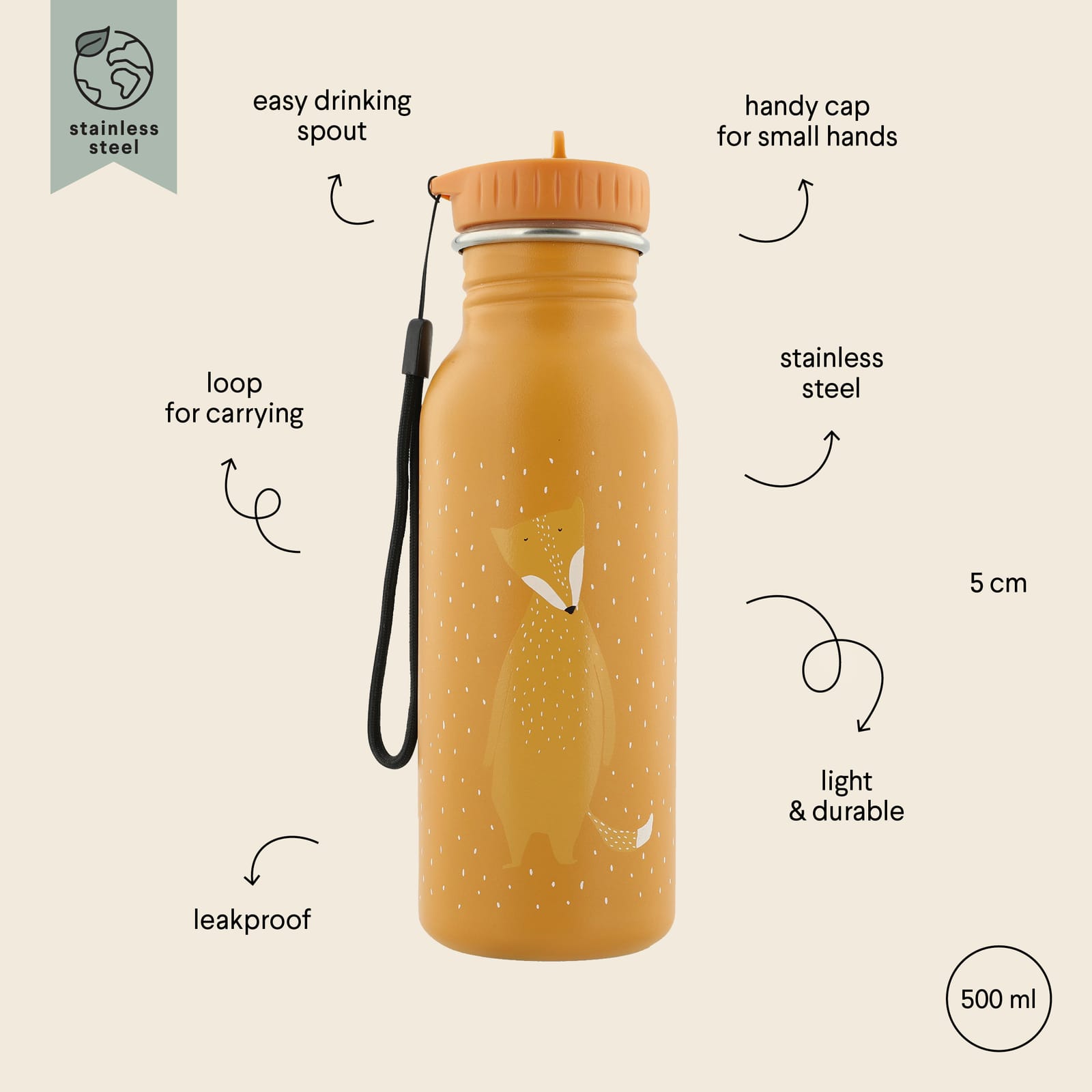 Water Bottle 500ml – Mr Fox