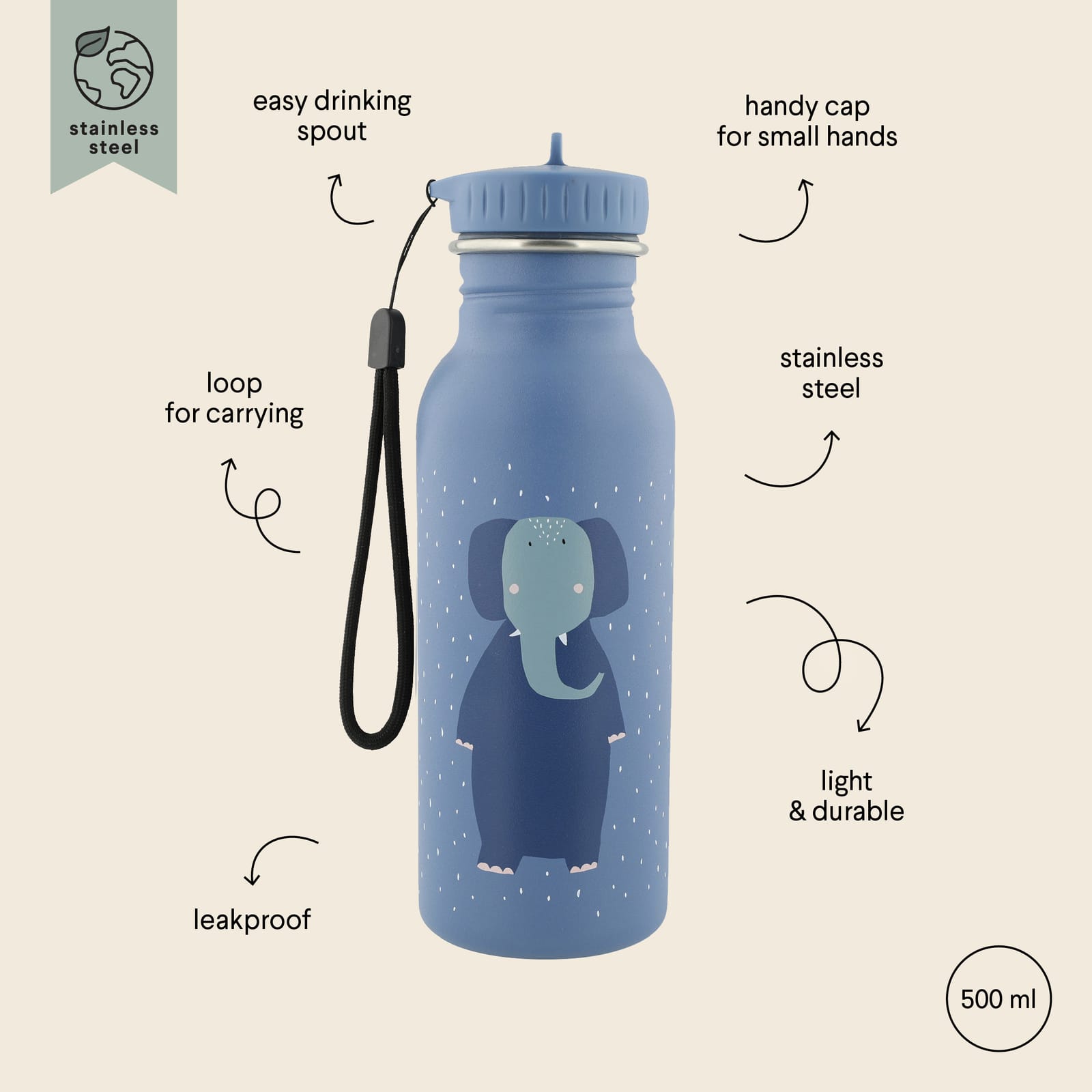 Water Bottle 500ml – Mrs Elephant