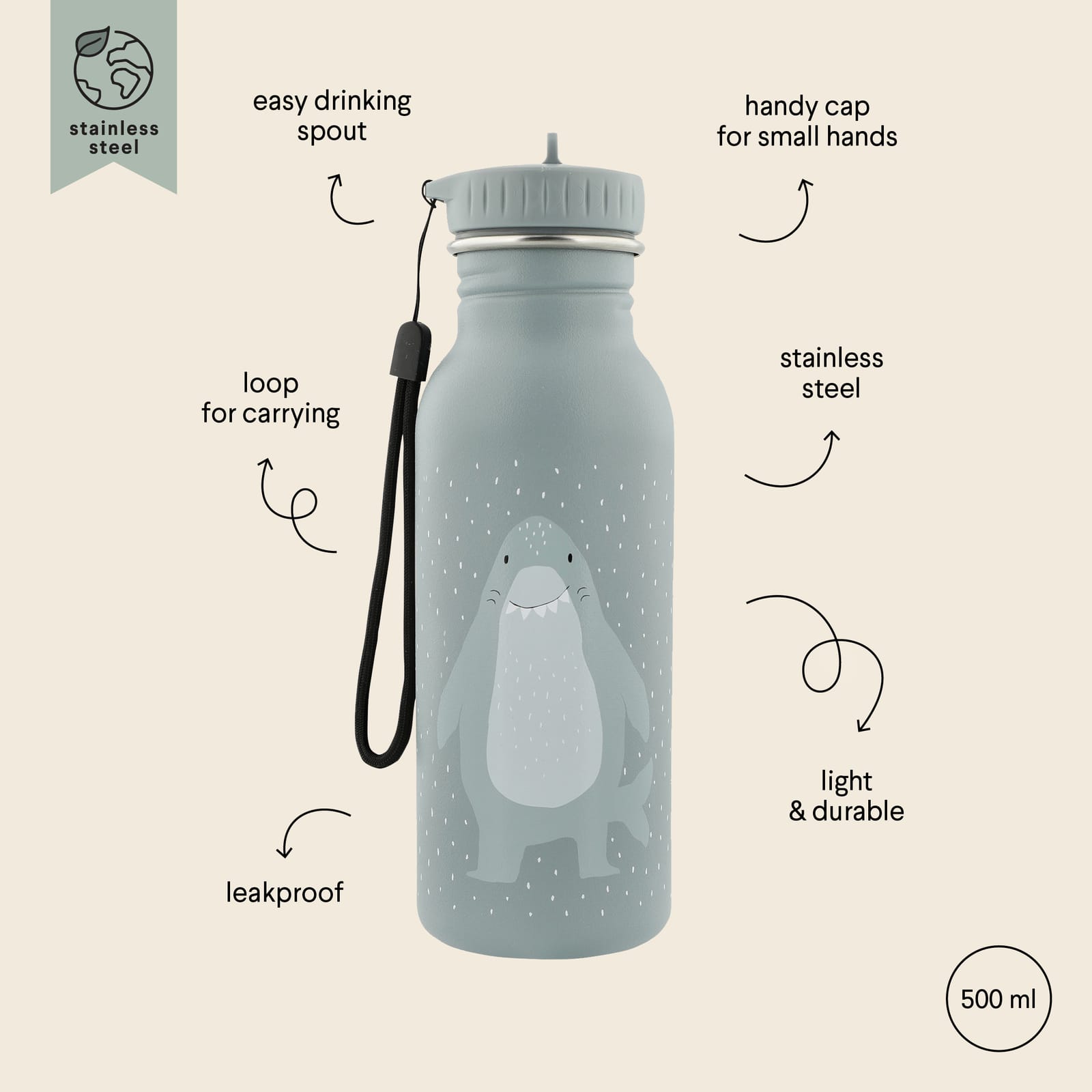 Water Bottle 500ml – Mr Shark