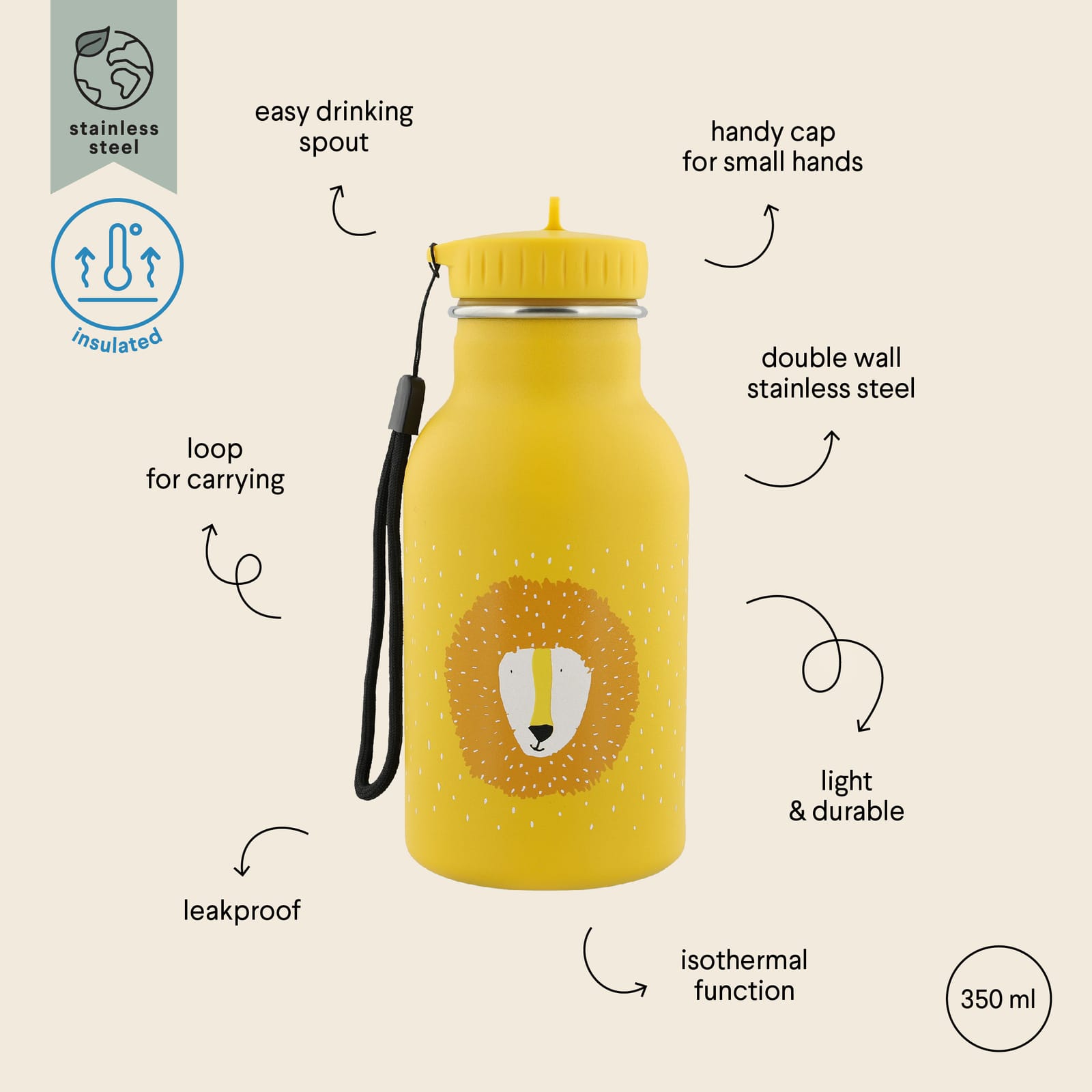 Insulated Water Bottle 350ml – Mr Lion