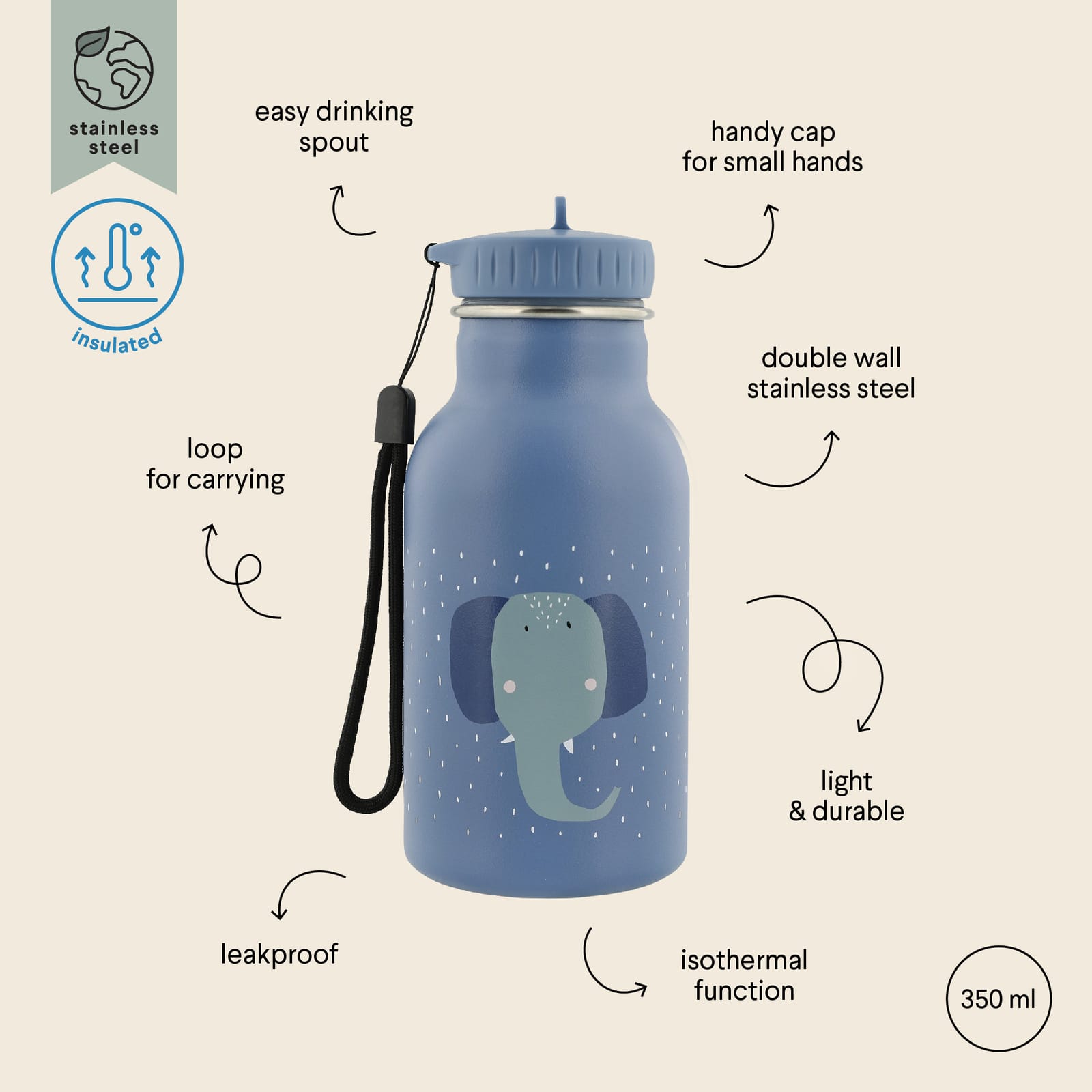 Insulated Water Bottle 350ml – Mrs Elephant