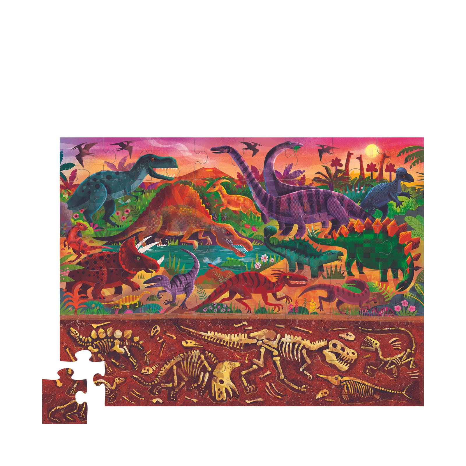 Dinosaur World – Above & Below – 48 Piece Puzzle