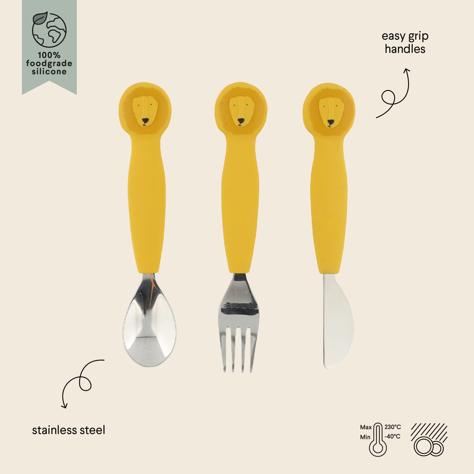 Silicone Cutlery Set 3-Pack – Mr Lion