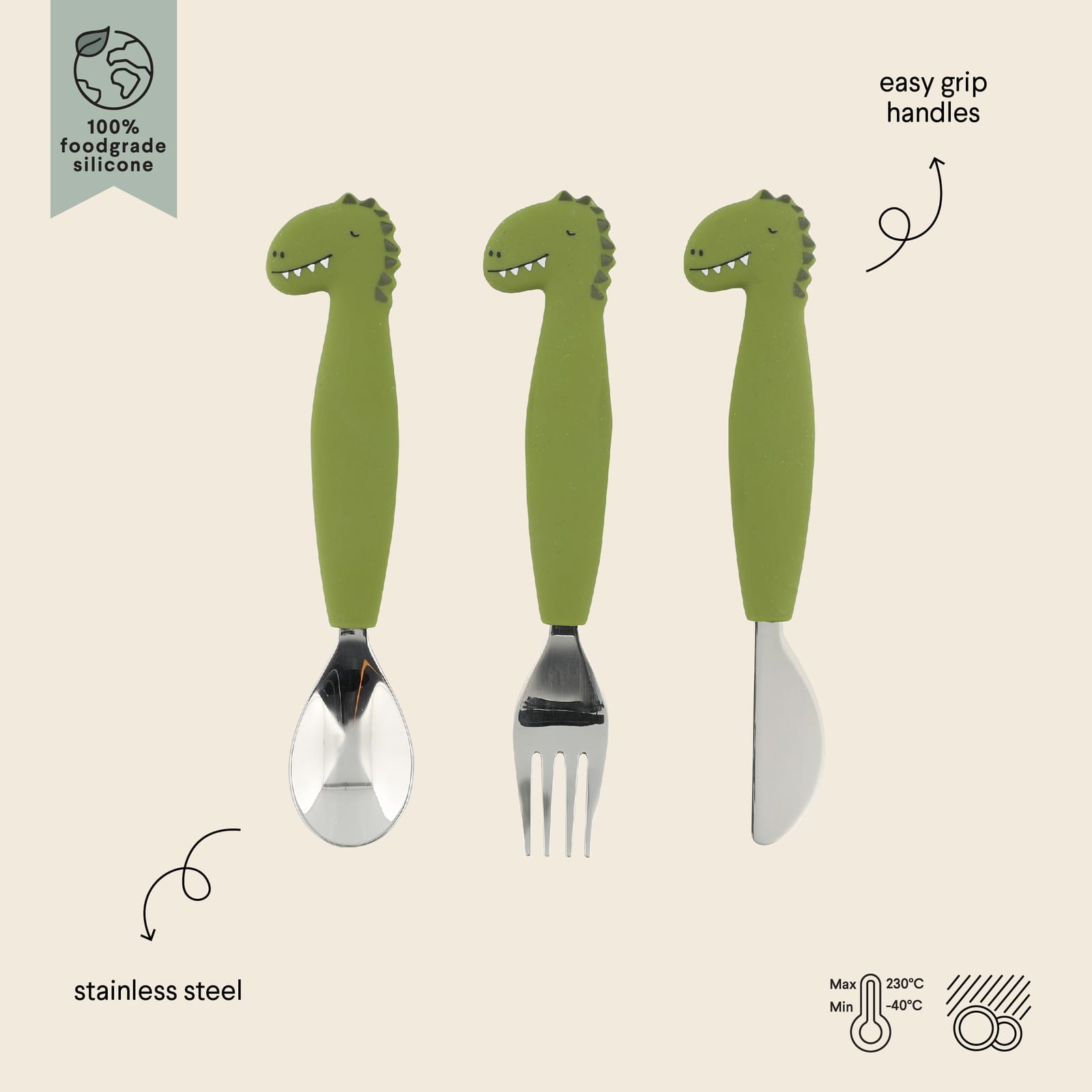 Silicone Cutlery Set 3-Pack – Mr Dino