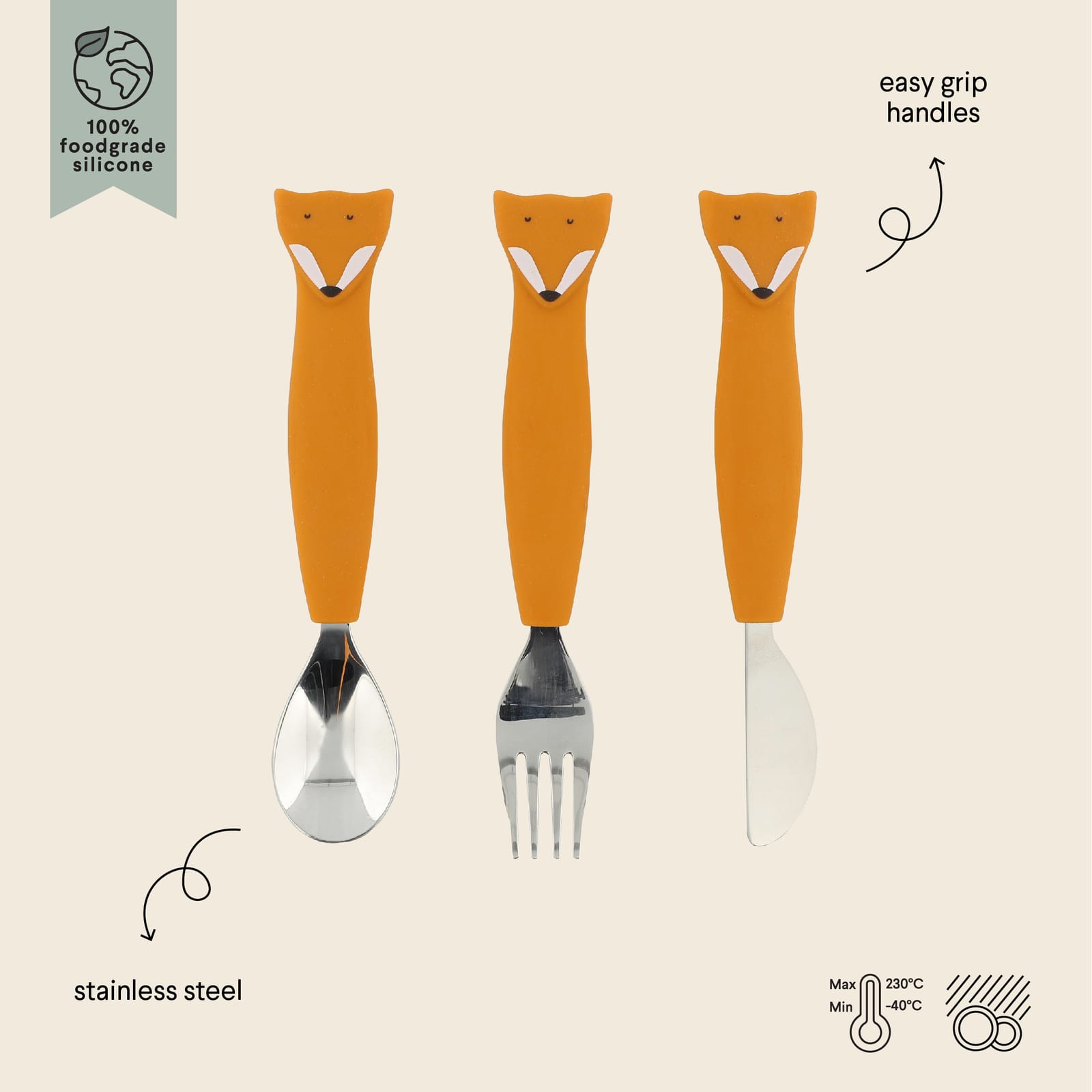 Silicone Cutlery Set 3-Pack – Mr Fox