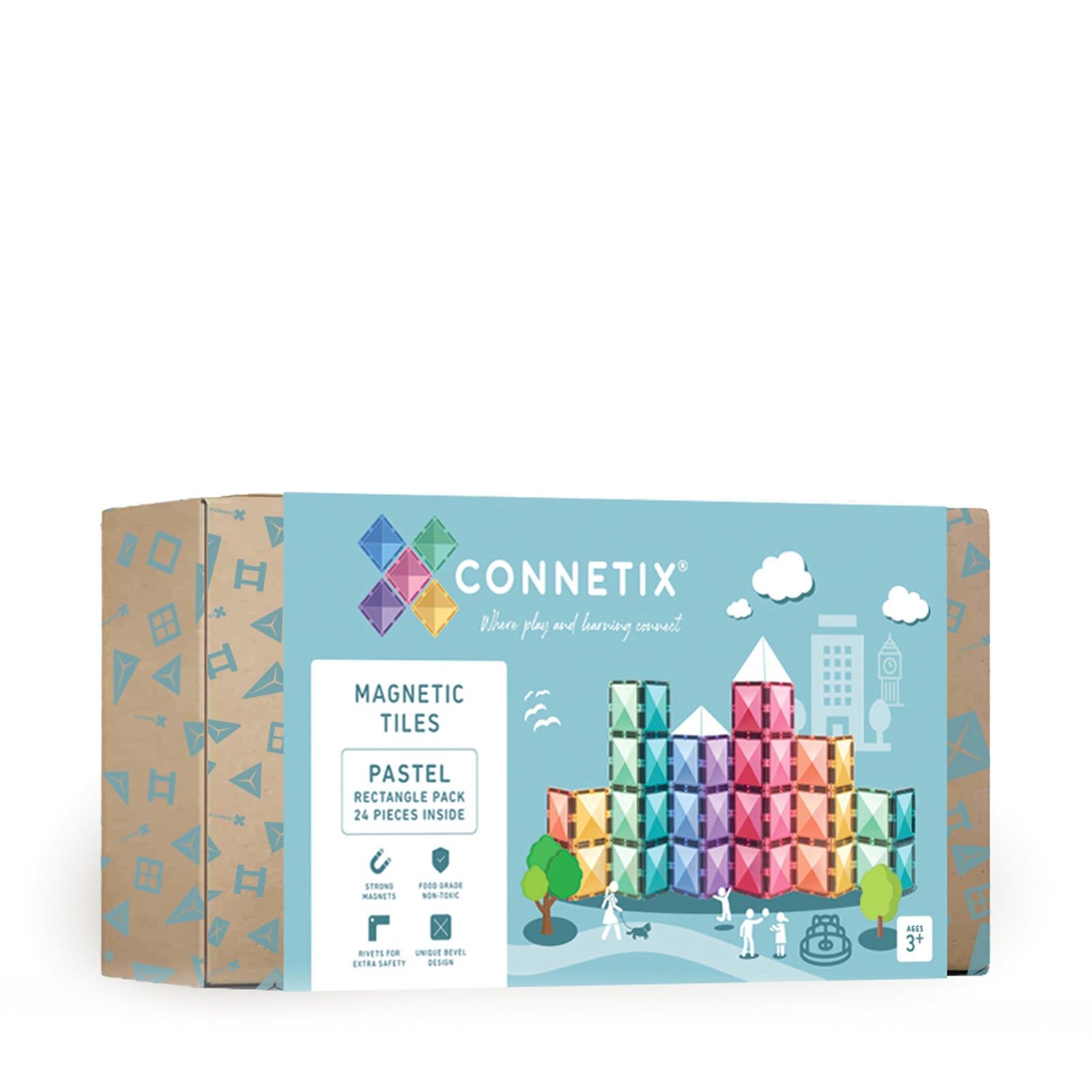 Magnetic Tiles Pastel Rectangle Pack – 24 Pieces