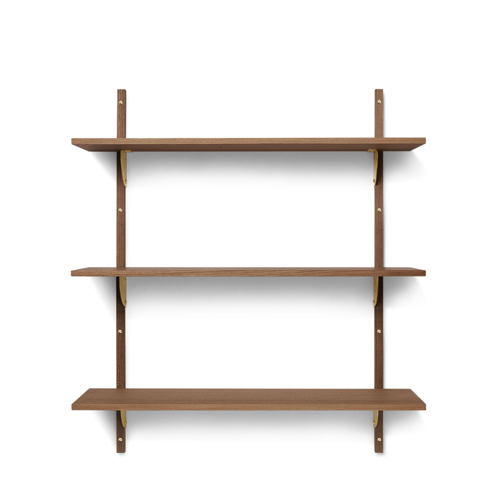 Sector Shelf Triple/Wide – Smoked Oak/Brass