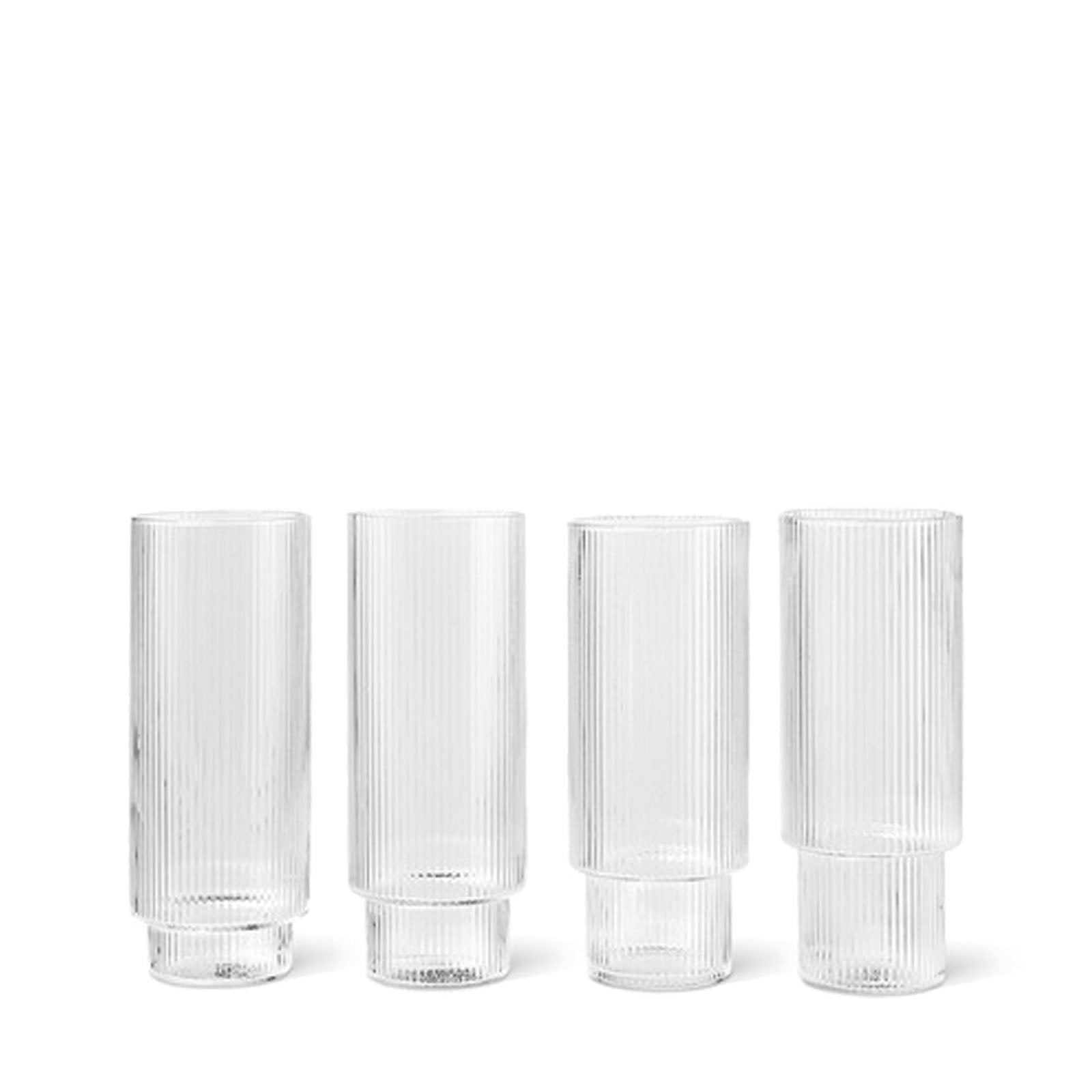 Ripple Long Drink Glasses – Set of 4 – Clear