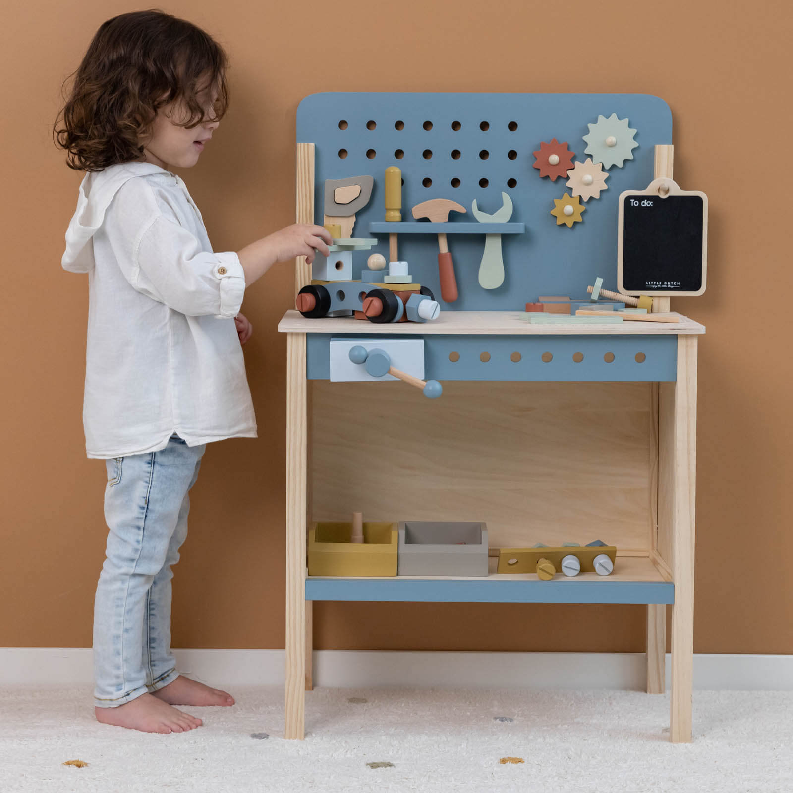 Blue Workbench and Accessories