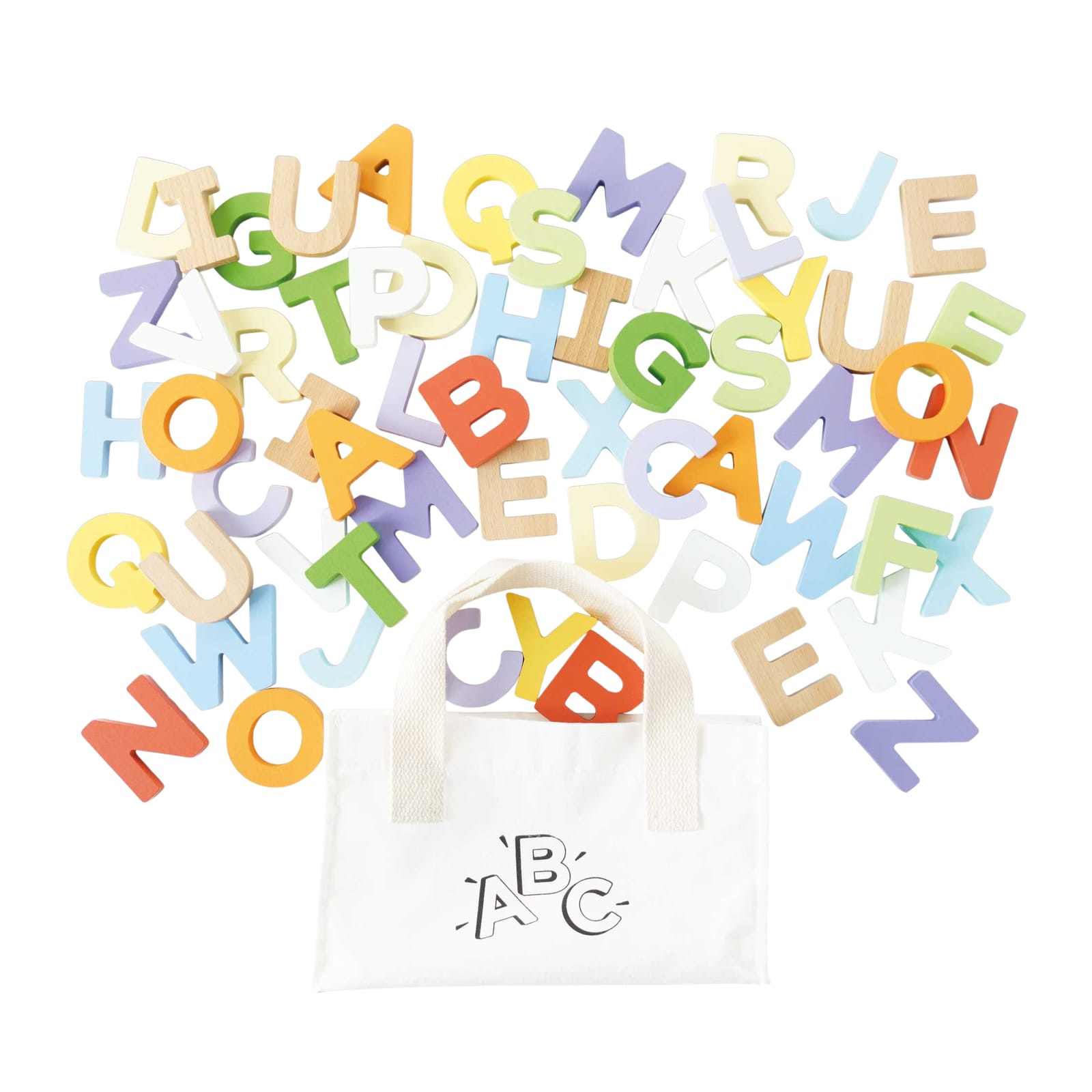 Wooden Alphabet Set and Bag – 60 Letters