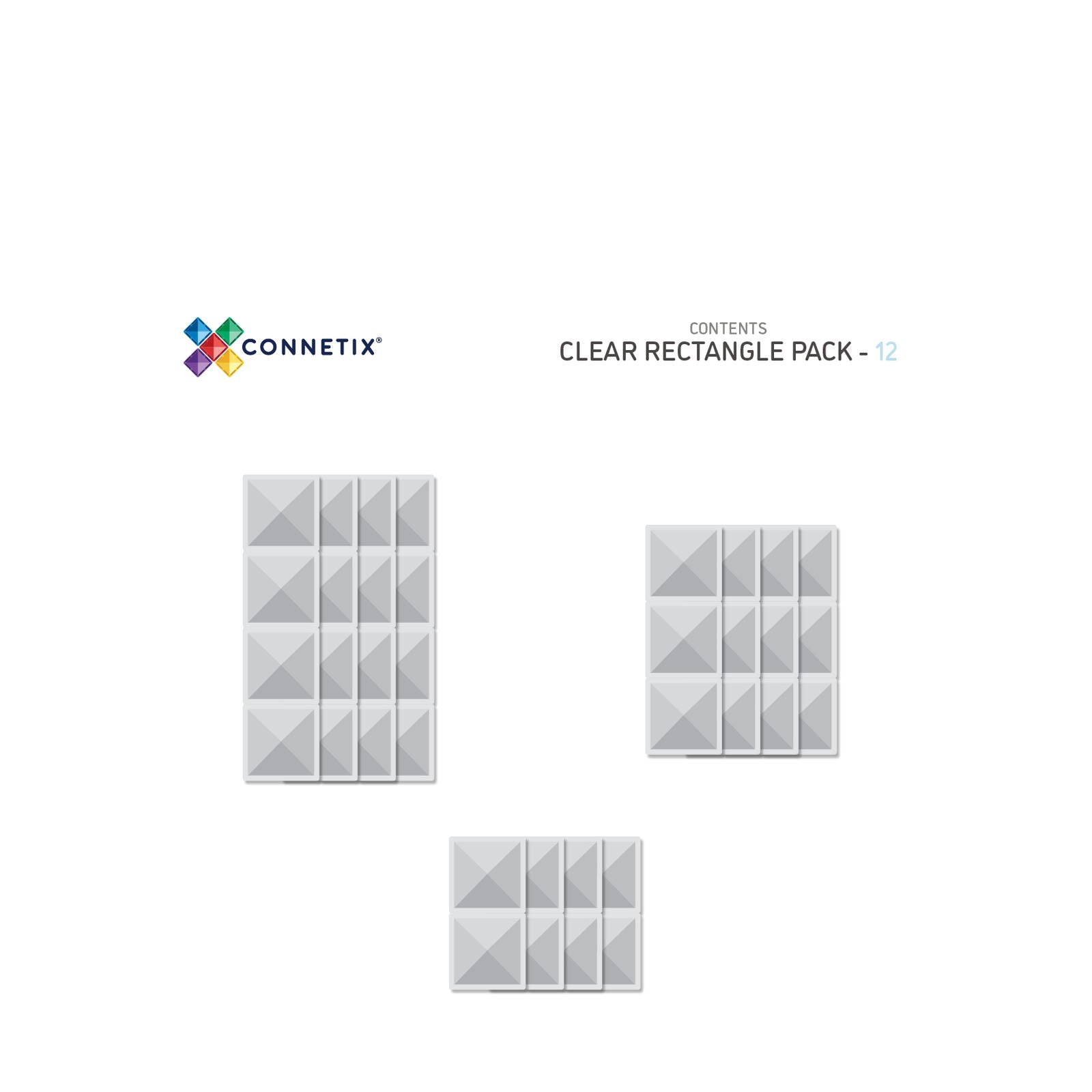 Magnetic Tiles Clear Rectangle Pack – 12 Pieces