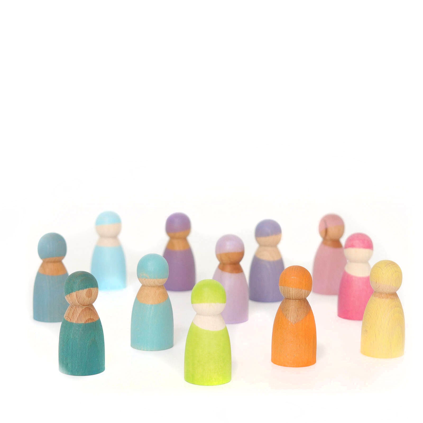 12 Wooden Pastel Rainbow Friends Figures