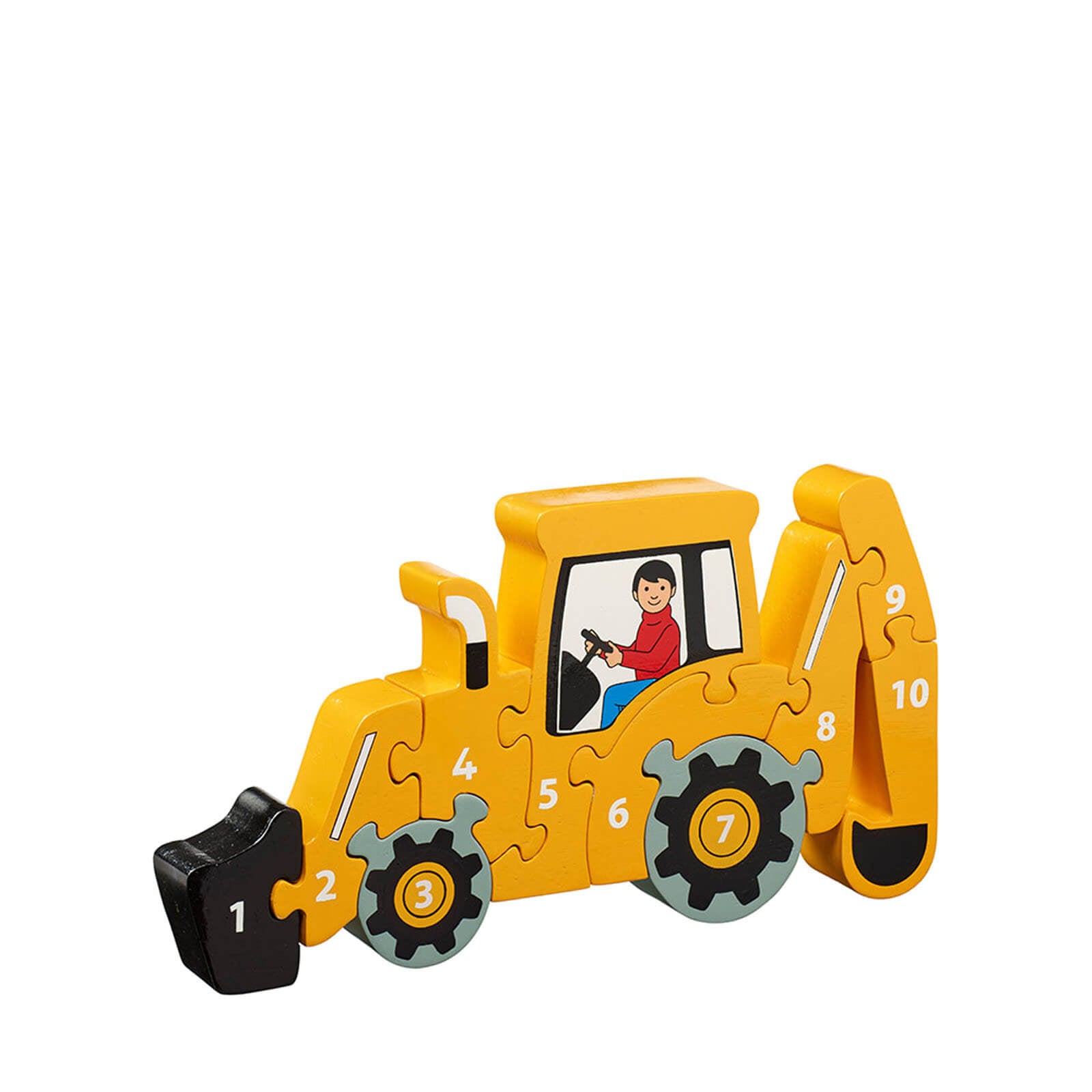 1-10 Wooden Jigsaw – Yellow Digger