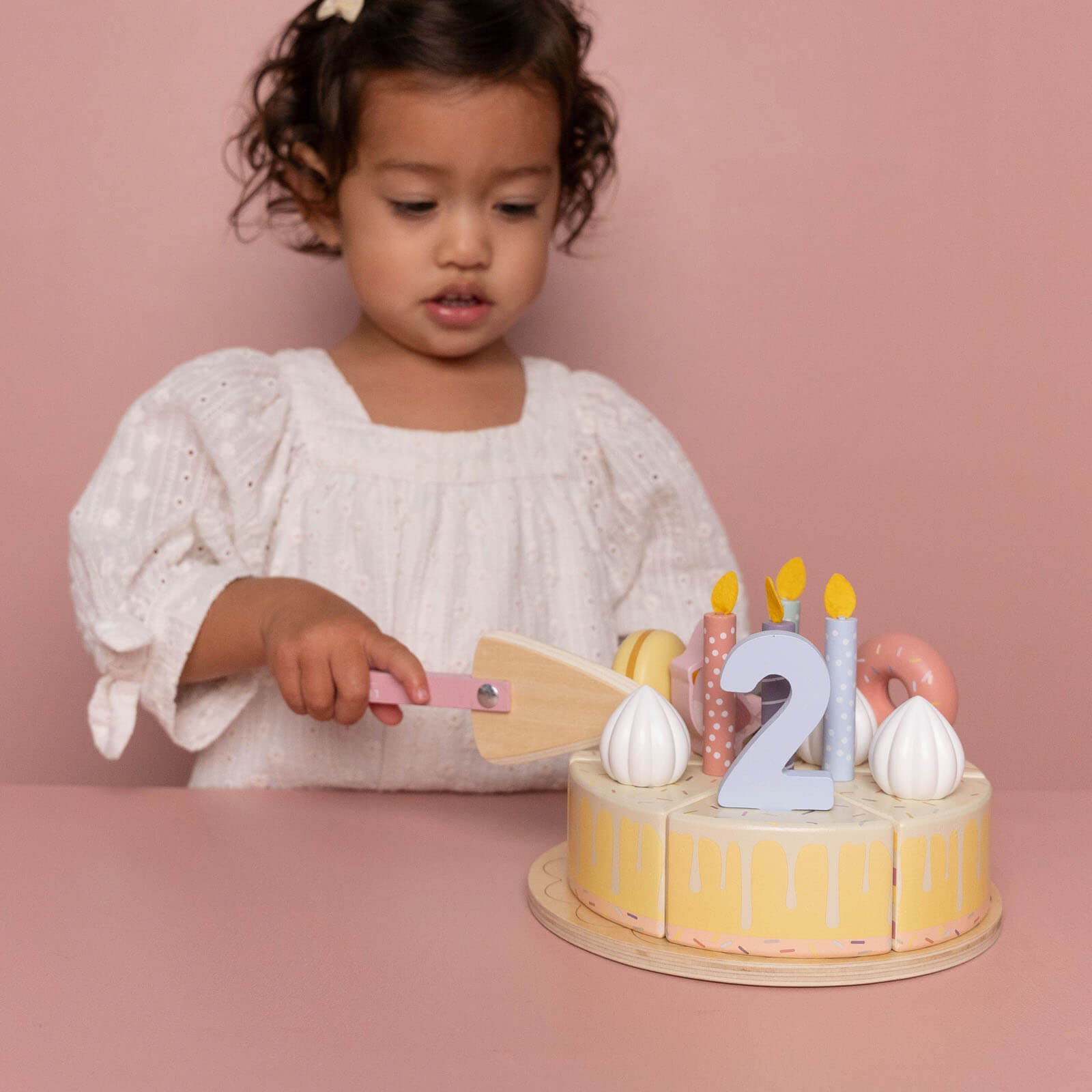 Wooden Birthday Cake Pink