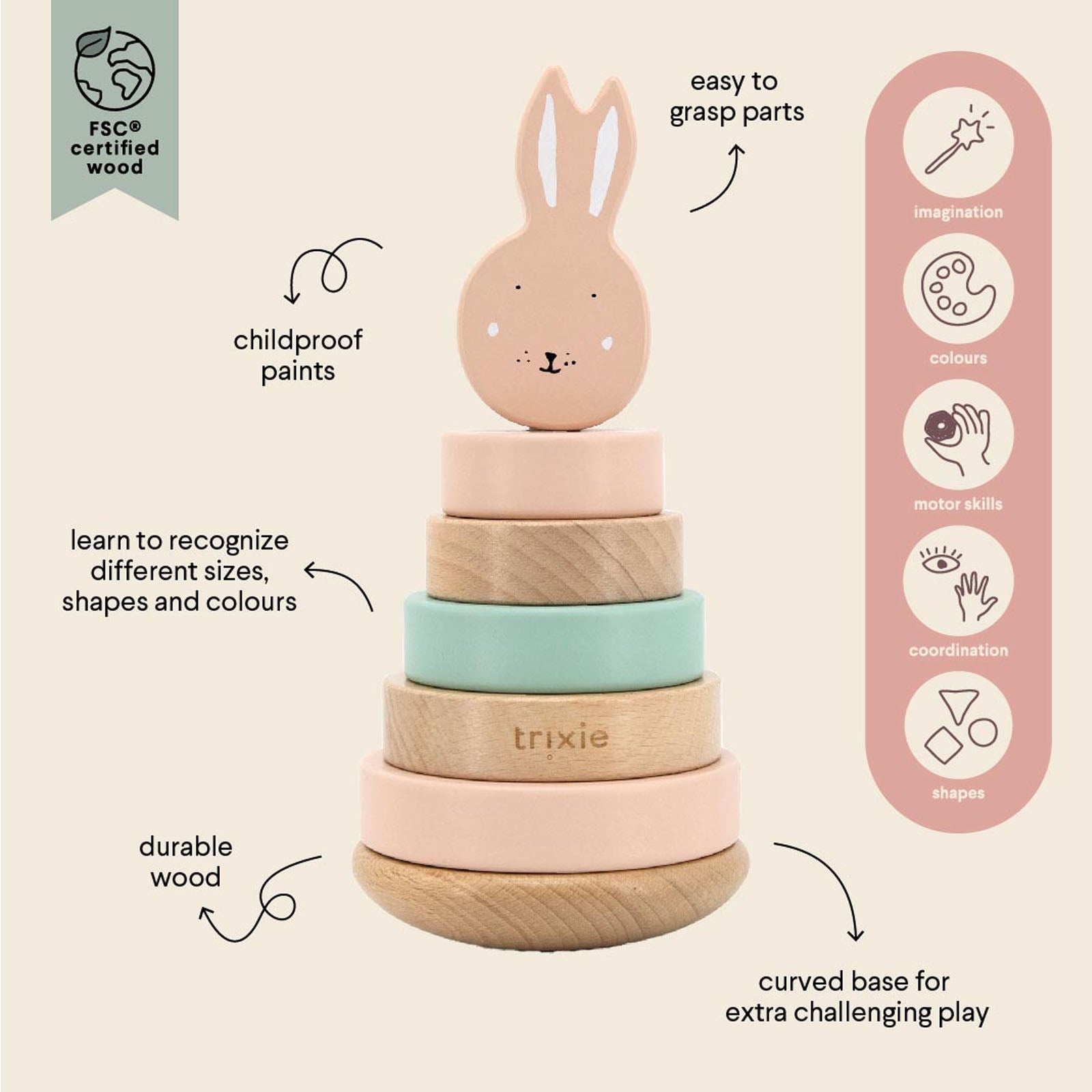 Wooden Stacking Toy – Mrs Rabbit